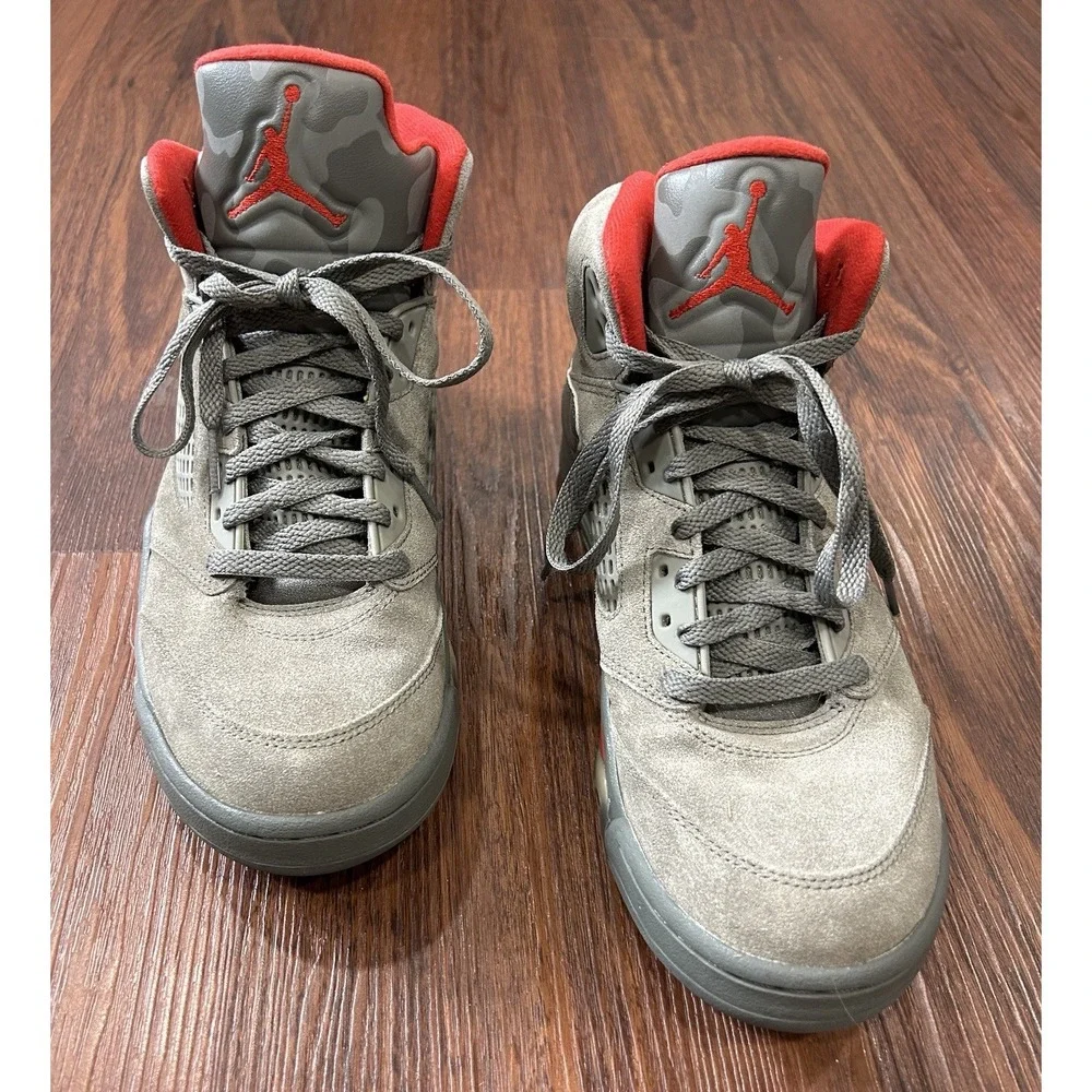Nike Air Jordan 5 Retro Camo Size 9.5 Dark Stucco University Red 136027-051 Mens
